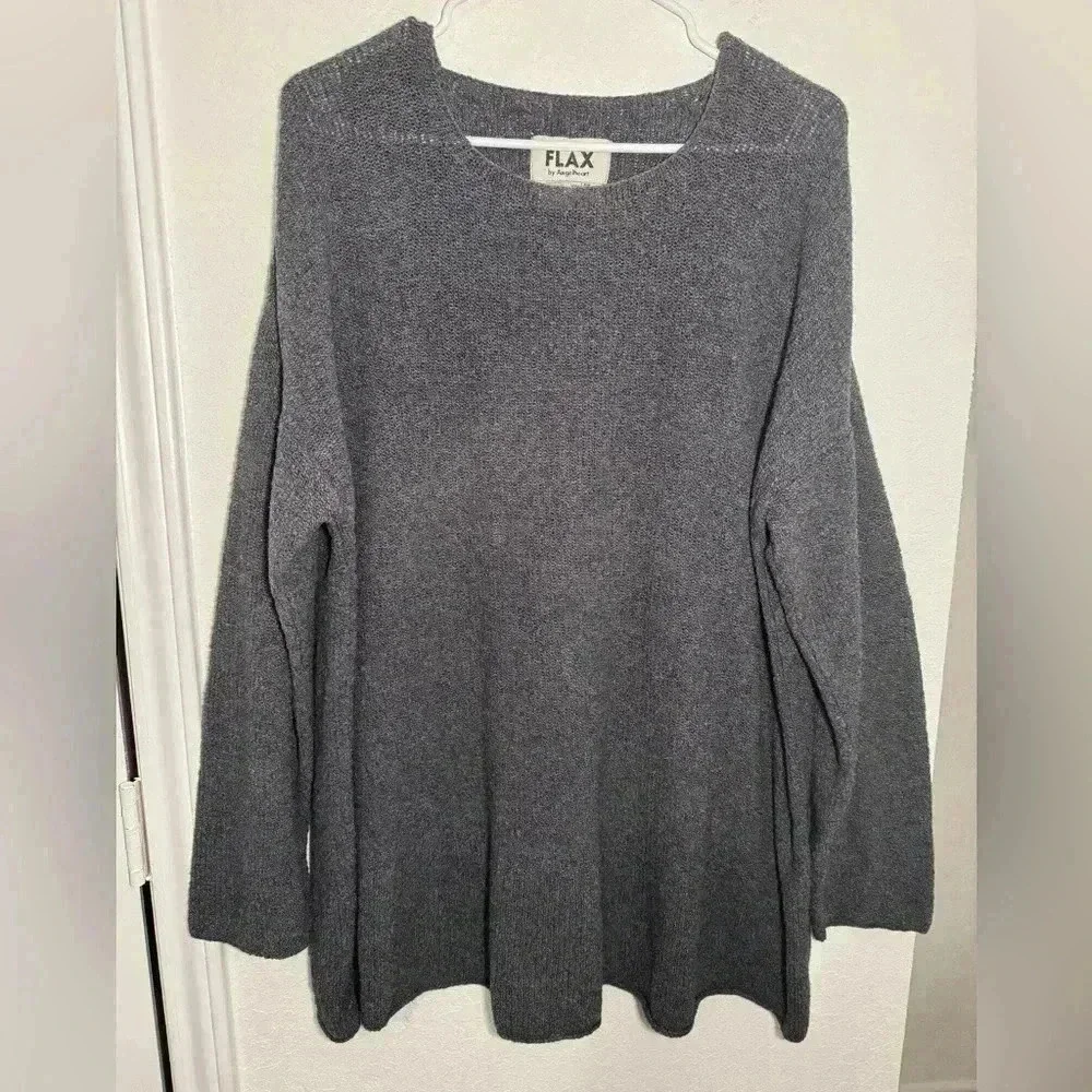 Flax by Angelheart Vintage Gray Wool Cashmere Blend Oversized Knit Sweater Sz SM